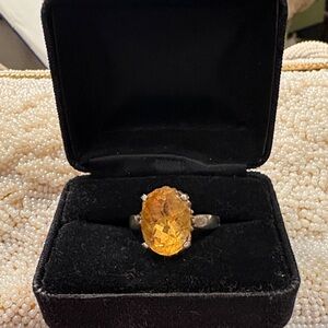 Golden Citrine Gemstone Ring Set in Sterling